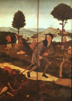Hieronymus Bosch : The Path of Life (The Wayfarer), outer wings of The Haywain triptych